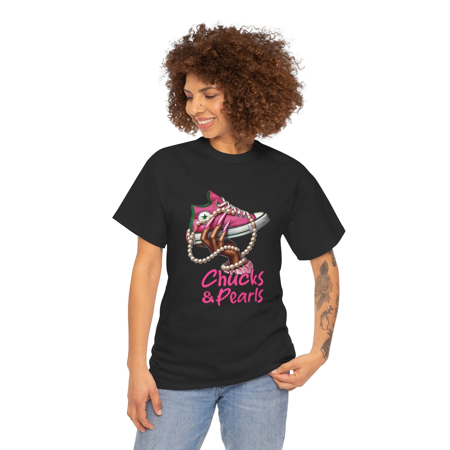 CHUCKS AND PEARLS T-SHIRT