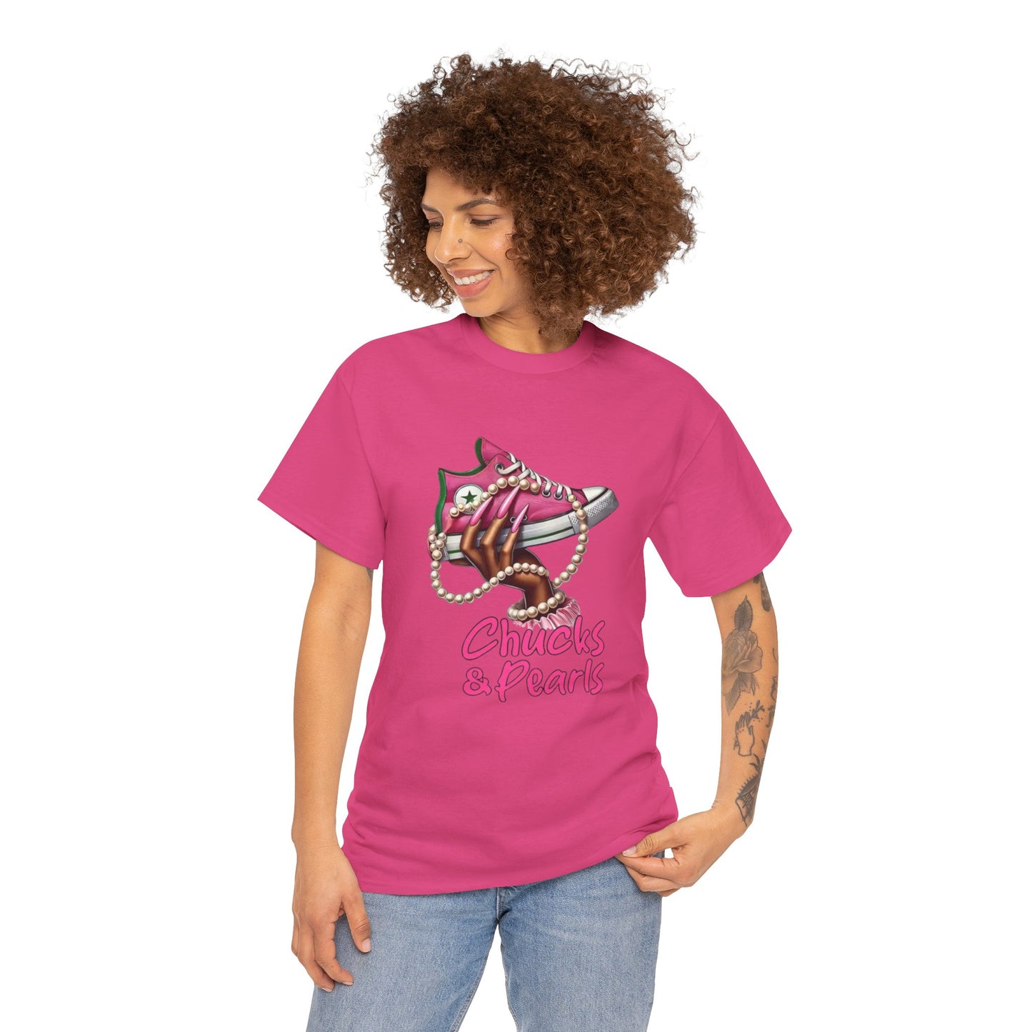 CHUCKS AND PEARLS T-SHIRT