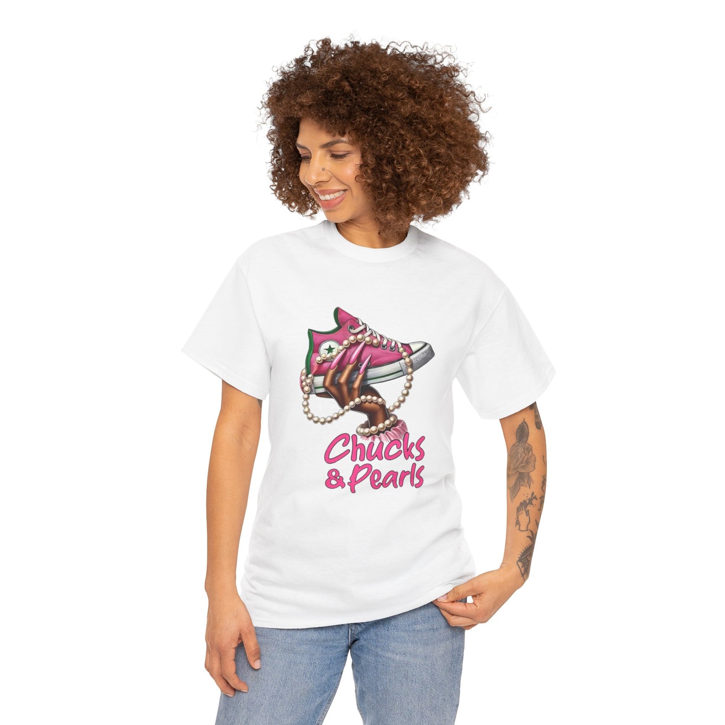 CHUCKS AND PEARLS T-SHIRT