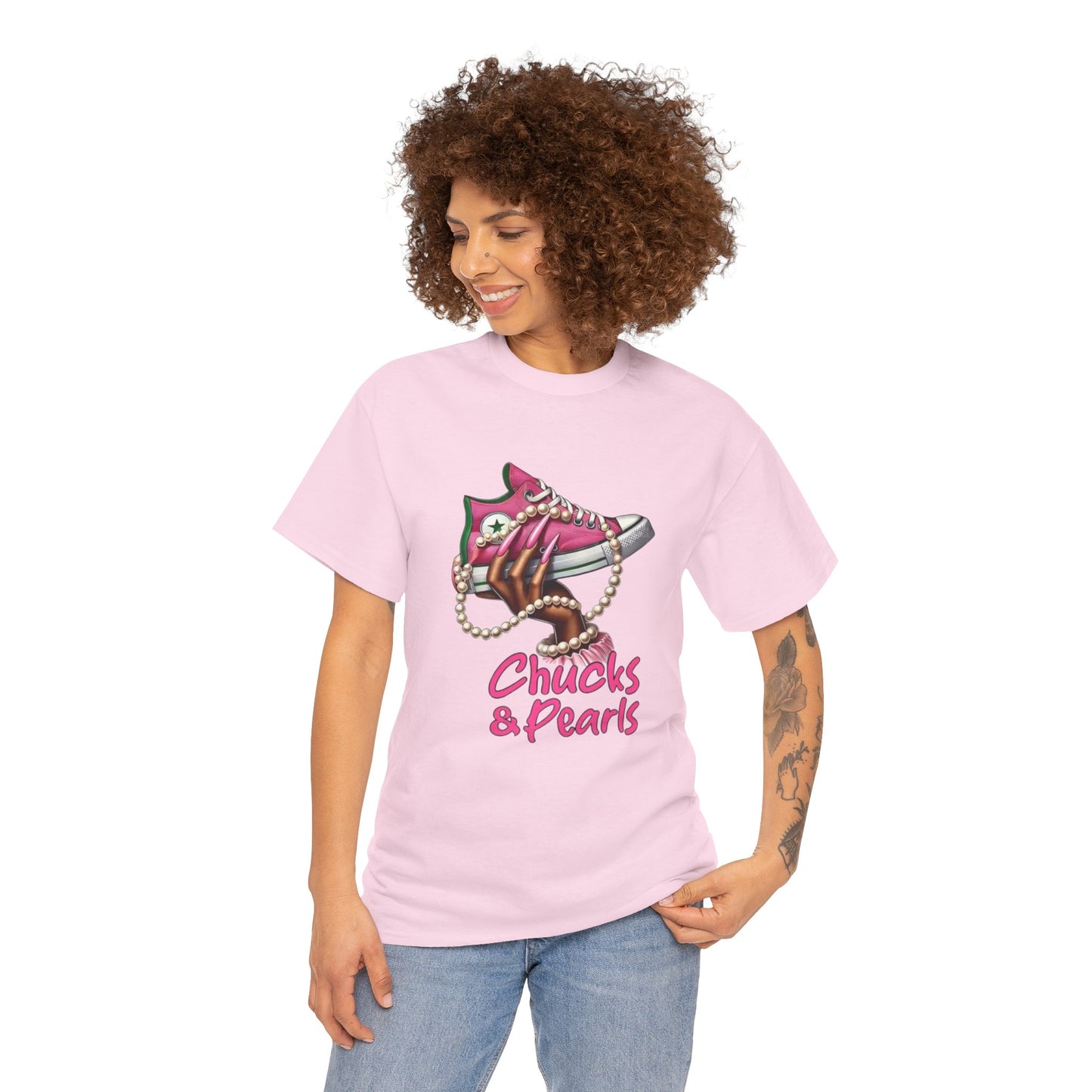 CHUCKS AND PEARLS T-SHIRT